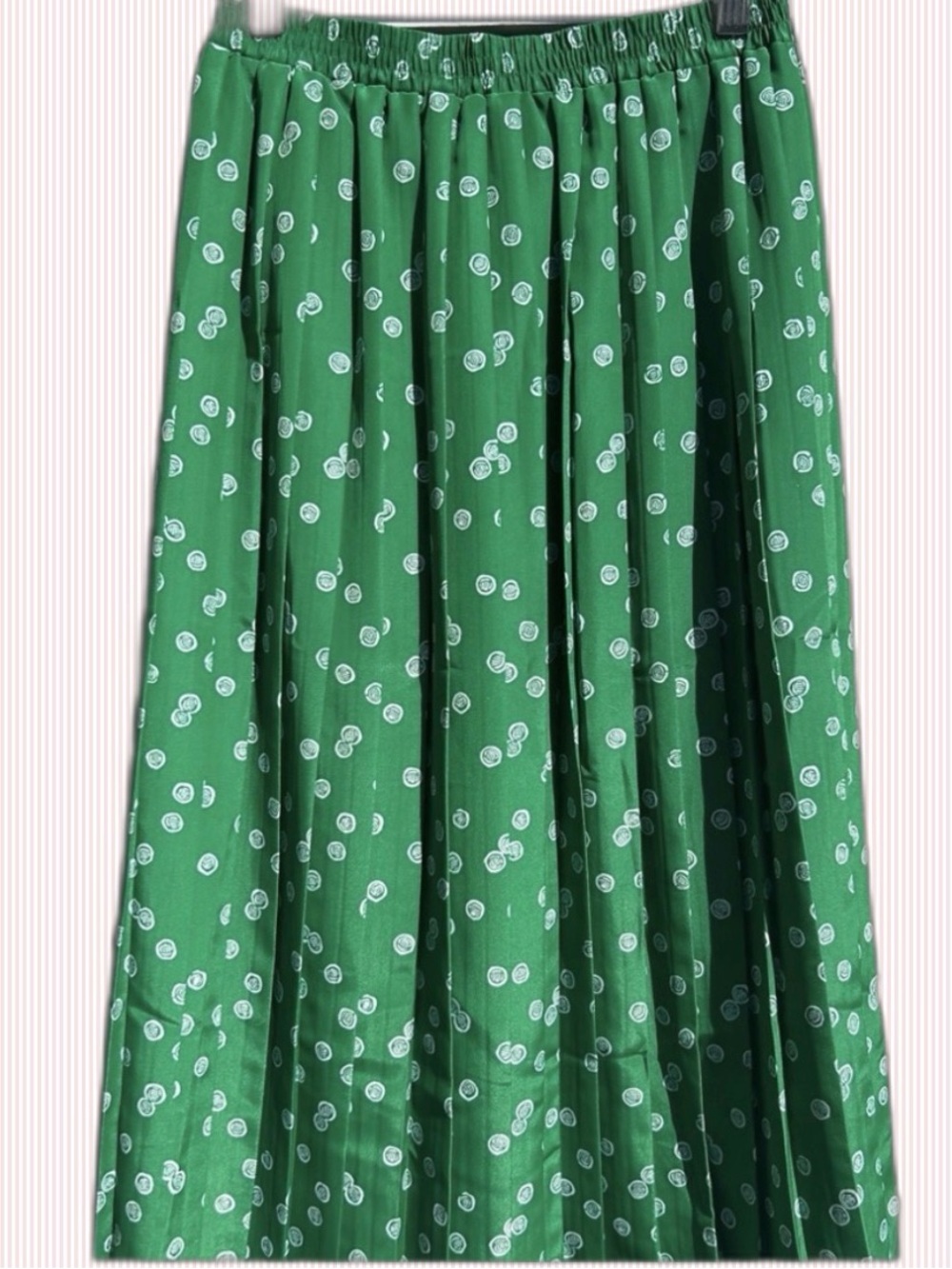Preppy Super Cute Green Polka Dot Midi Skirt